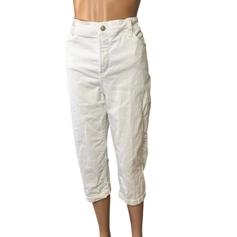 NYDJ Cuffed White Cropped High Rise Jeans 14 Coastal Cowgirl Western Festival